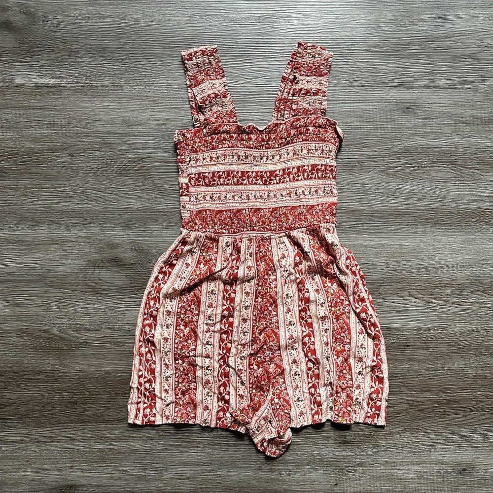 Maroon and white romper